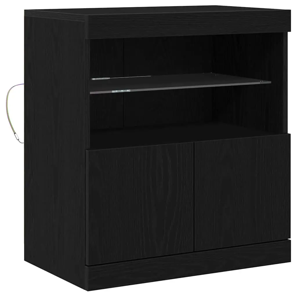LED Sideboard Black Modern 60.5 x 37 x 67 cm Engineered Wood with RGB Lighting