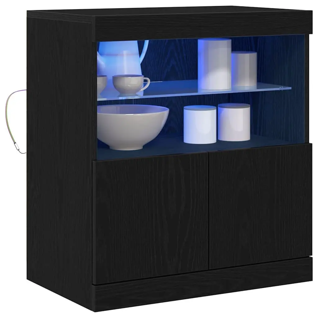 LED Sideboard Black Modern 60.5 x 37 x 67 cm Engineered Wood with RGB Lighting