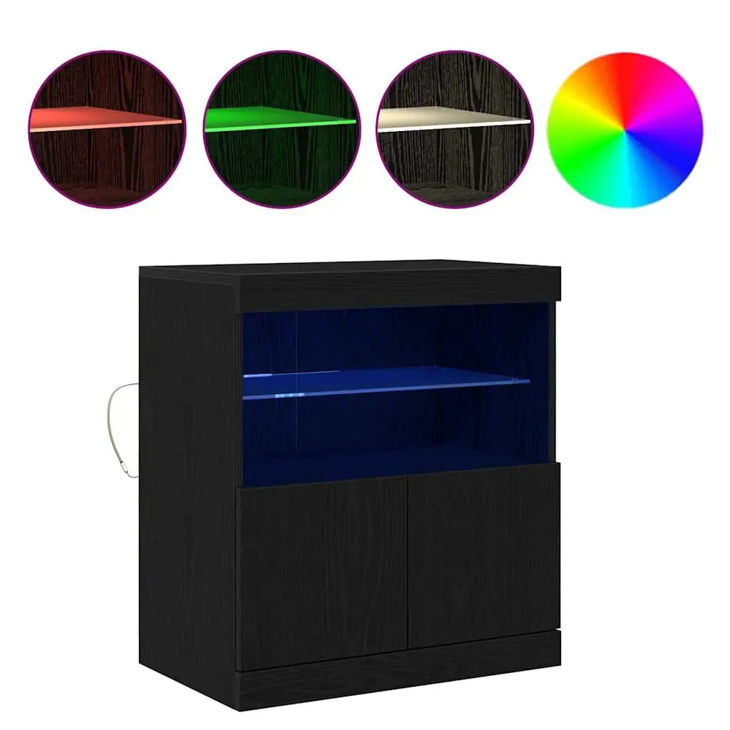 LED Sideboard Black Modern 60.5 x 37 x 67 cm Engineered Wood with RGB Lighting