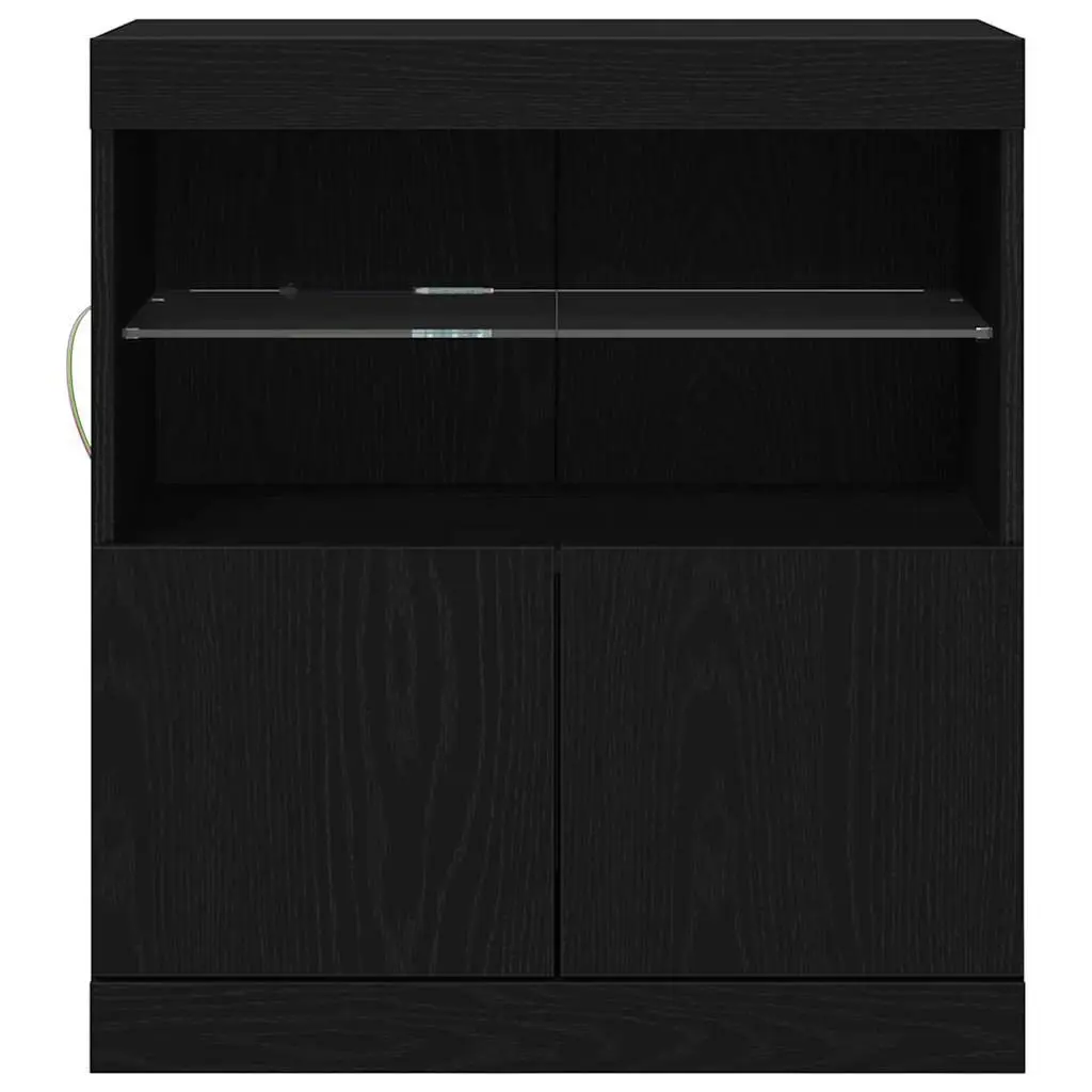 LED Sideboard Black Modern 60.5 x 37 x 67 cm Engineered Wood with RGB Lighting