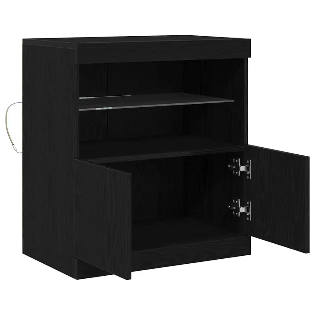LED Sideboard Black Modern 60.5 x 37 x 67 cm Engineered Wood with RGB Lighting