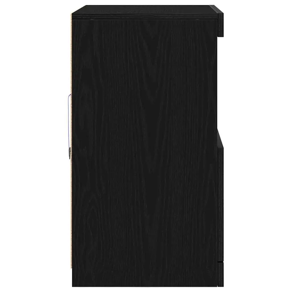 LED Sideboard Black Modern 60.5 x 37 x 67 cm Engineered Wood with RGB Lighting
