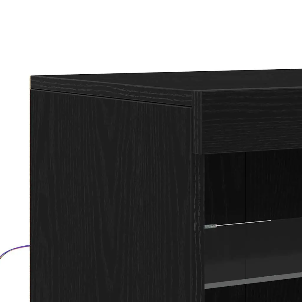 LED Sideboard Black Modern 60.5 x 37 x 67 cm Engineered Wood with RGB Lighting