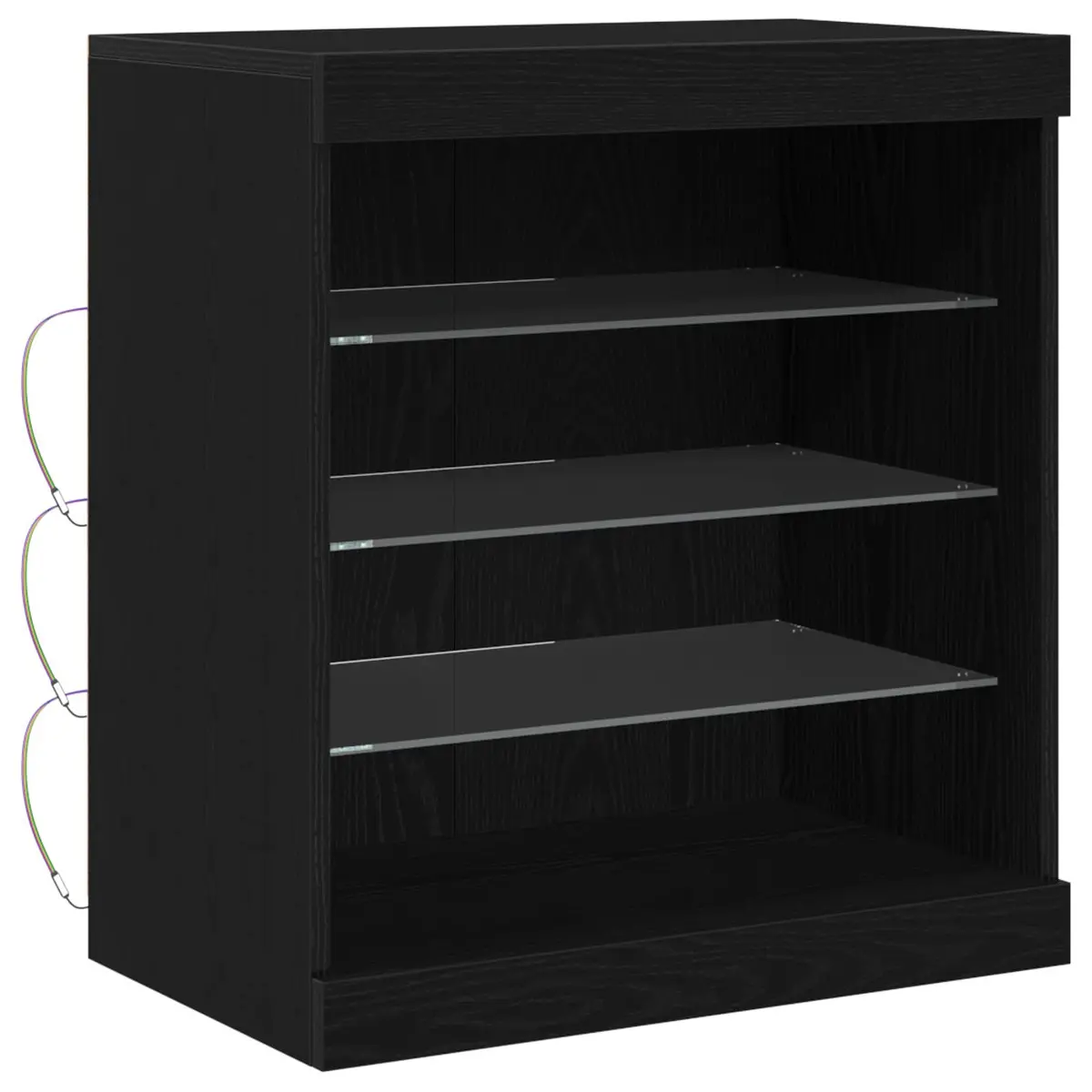 Black Oak LED Sideboard with Glass Shelves