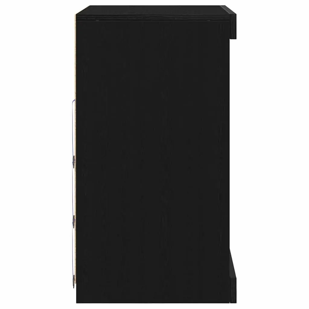 Black Oak LED Sideboard with Glass Shelves