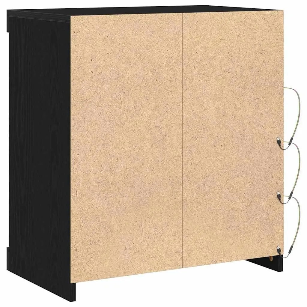 Black Oak LED Sideboard with Glass Shelves