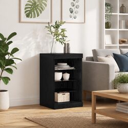 Black Oak LED Sideboard with RGB Lighting and Glass Shelves