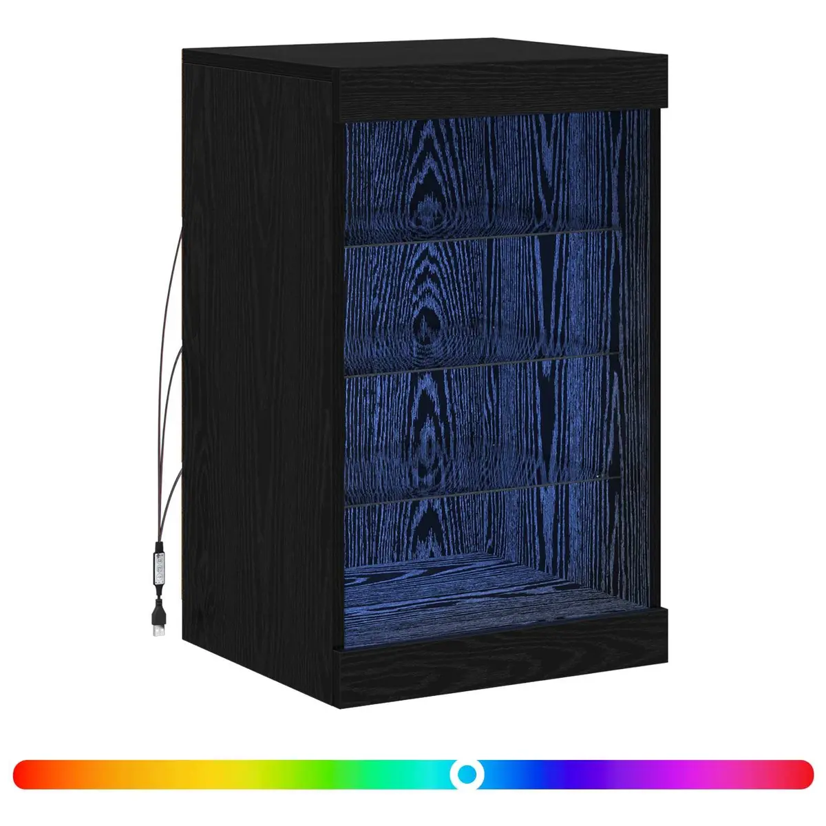 Black Oak LED Sideboard with RGB Lighting and Glass Shelves