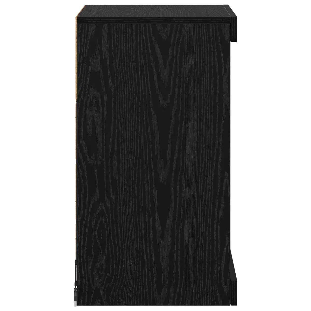 Black Oak LED Sideboard with RGB Lighting and Glass Shelves