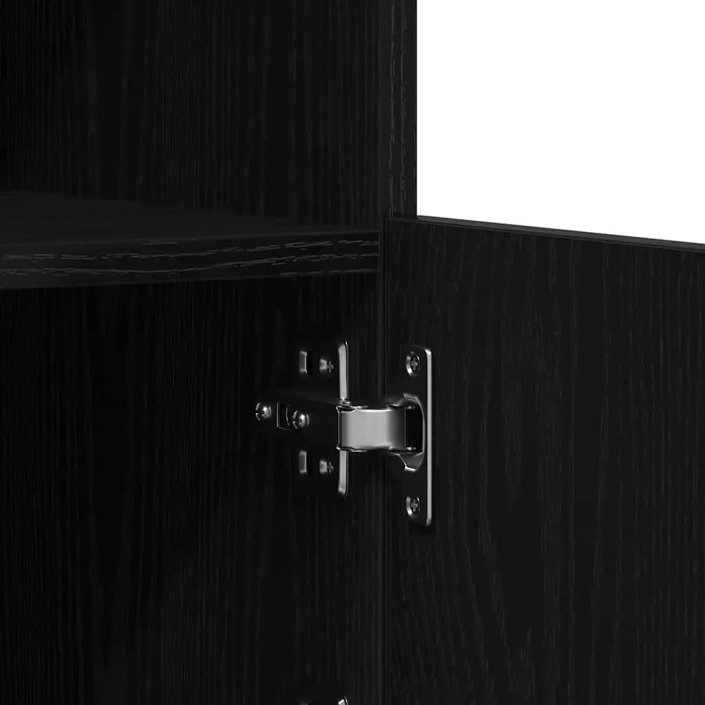 Black Oak LED Sideboard with RGB Lighting and Glass Shelves