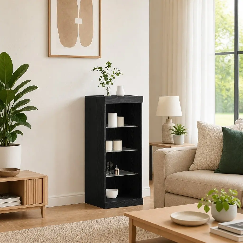 Black Oak Sideboard with Adjustable RGB LED Lighting