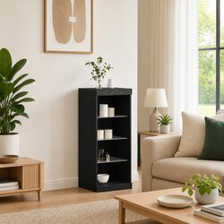 Modern Black Oak Sideboard with Adjustable RGB LED Lighting