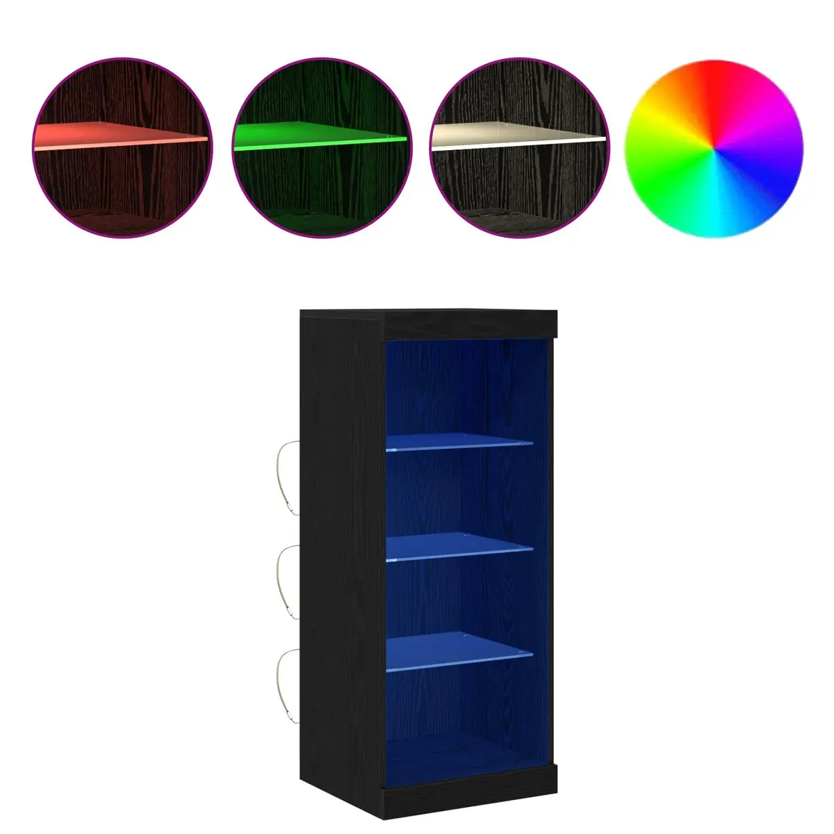Black Oak Sideboard with Adjustable RGB LED Lighting