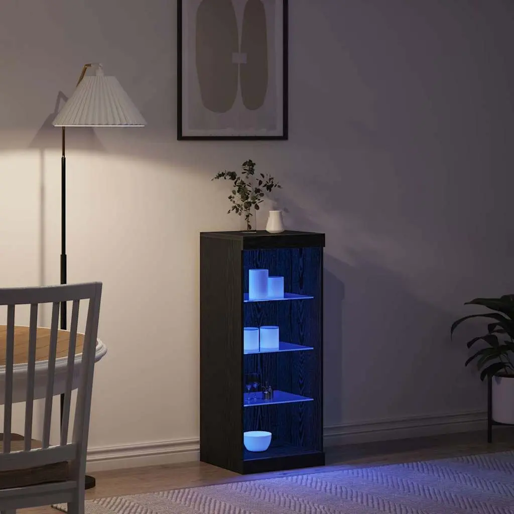 Black Oak Sideboard with Adjustable RGB LED Lighting