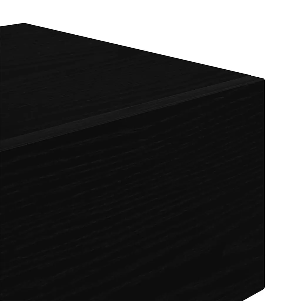 Bedside Table Black Oak 70cm Engineered Wood with LED Lights USB Charging Port