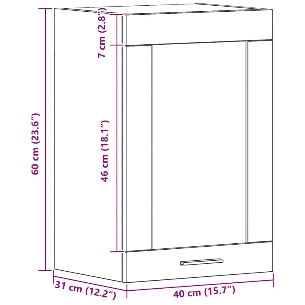 Hanging Glass Cabinet Wall-Mounted Black Oak 40x31x60cm Engineered Wood