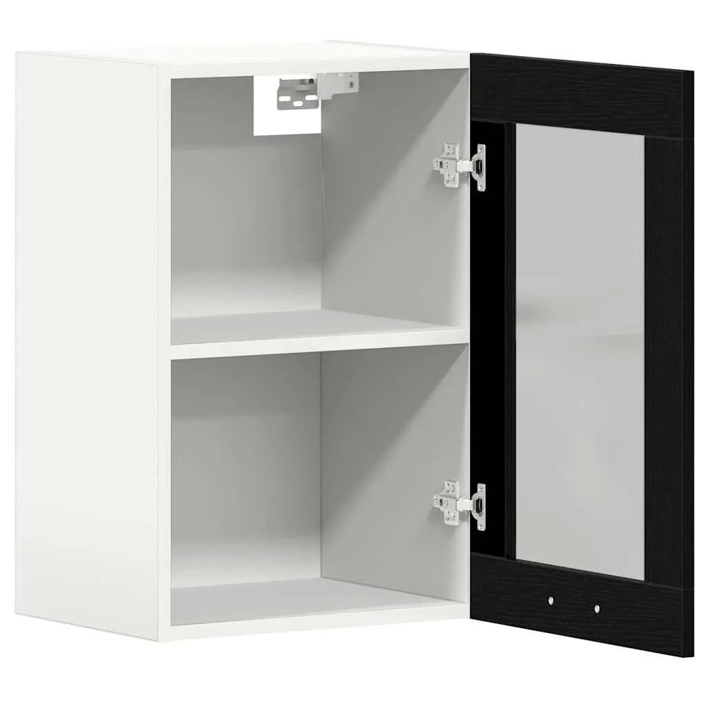 Hanging Glass Cabinet Wall-Mounted Black Oak 40x31x60cm Engineered Wood