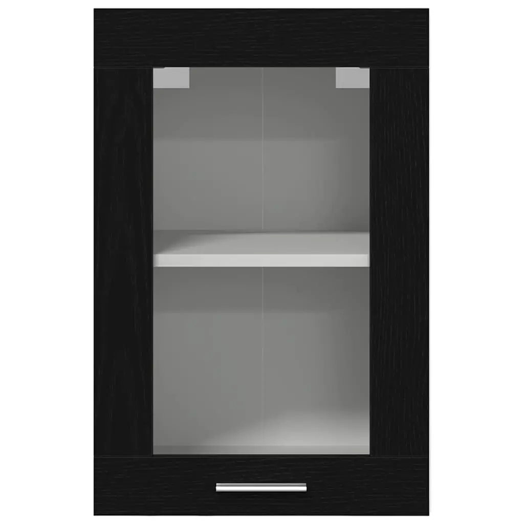 Hanging Glass Cabinet Wall-Mounted Black Oak 40x31x60cm Engineered Wood