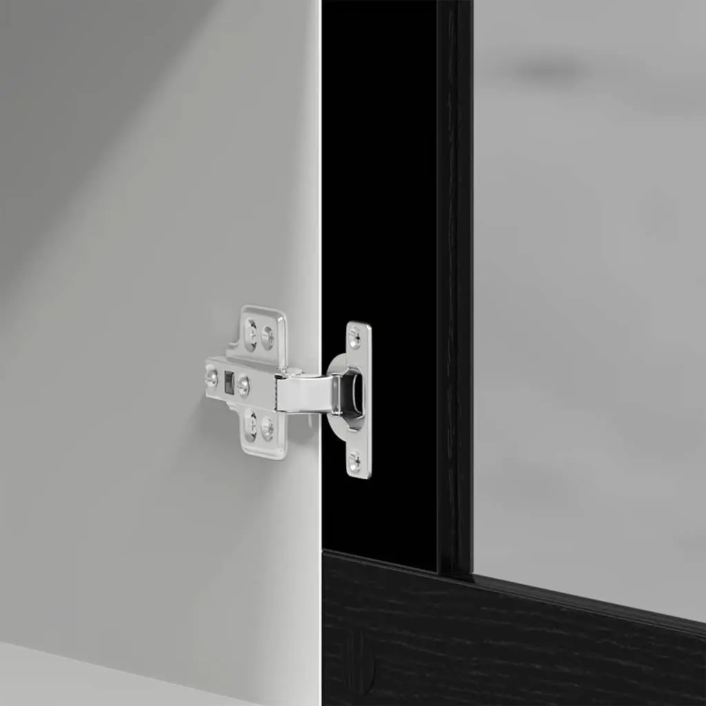 Hanging Glass Cabinet Wall-Mounted Black Oak 40x31x60cm Engineered Wood