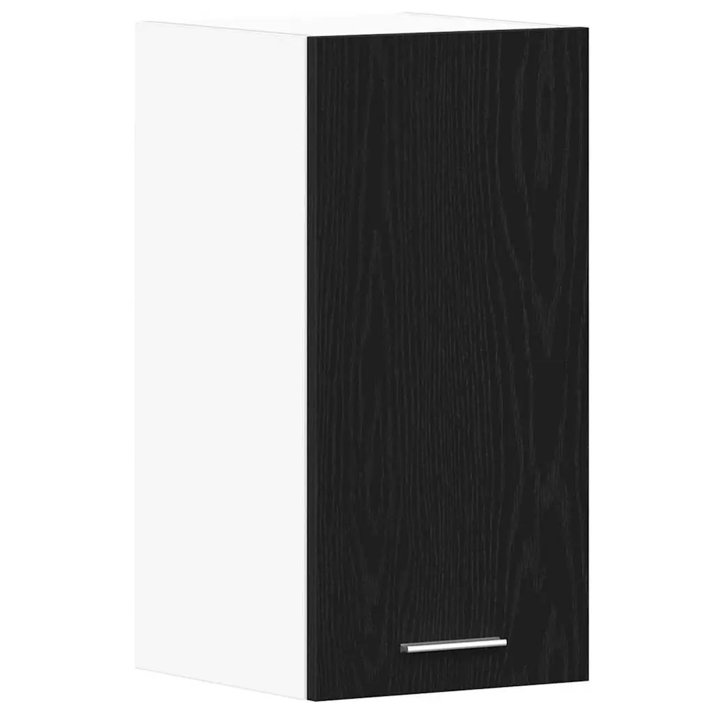 Hanging Kitchen Cabinet Wall-Mounted Storage Black Oak Engineered Wood 30W x 31D x 60H cm