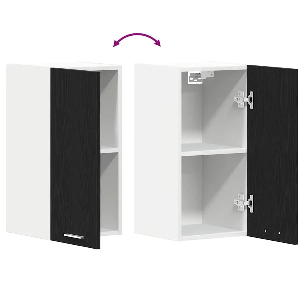 Hanging Kitchen Cabinet Wall-Mounted Storage Black Oak Engineered Wood 30W x 31D x 60H cm