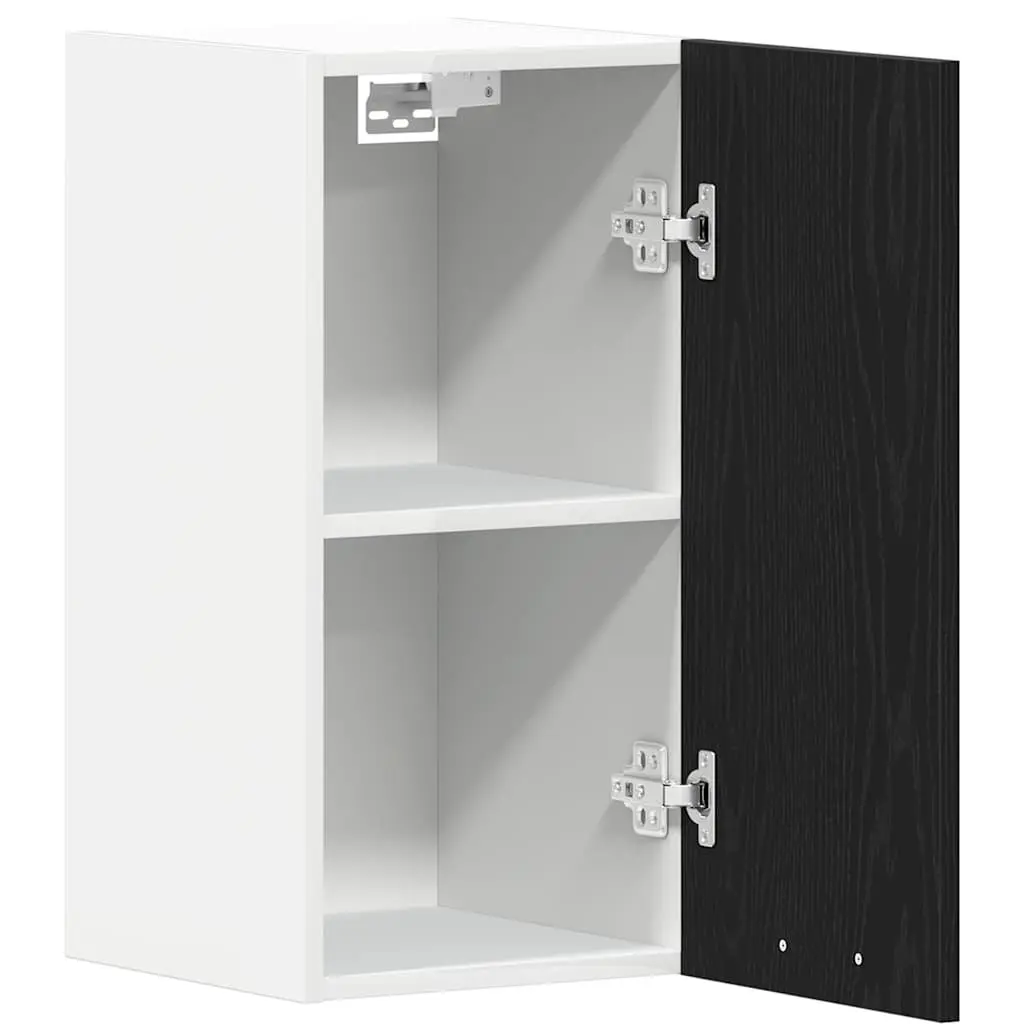 Hanging Kitchen Cabinet Wall-Mounted Storage Black Oak Engineered Wood 30W x 31D x 60H cm