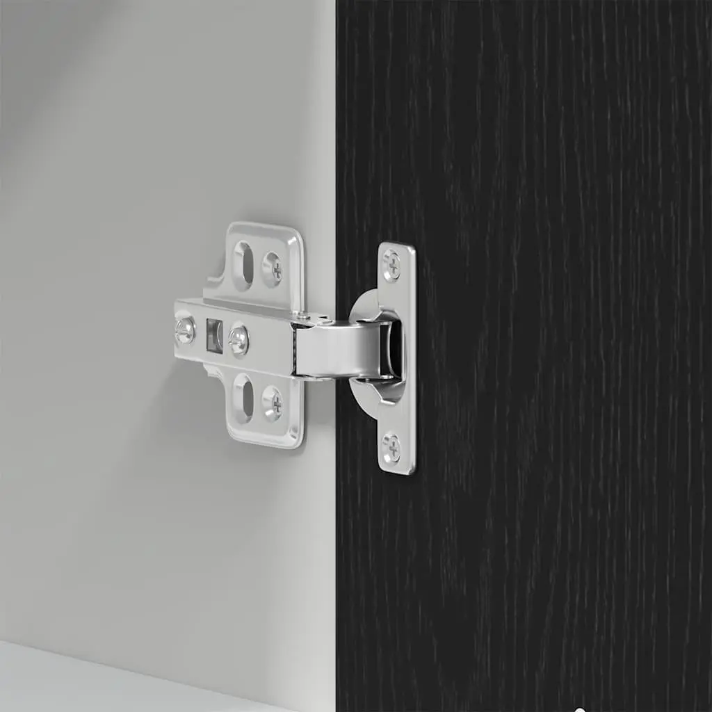 Hanging Kitchen Cabinet Wall-Mounted Storage Black Oak Engineered Wood 30W x 31D x 60H cm