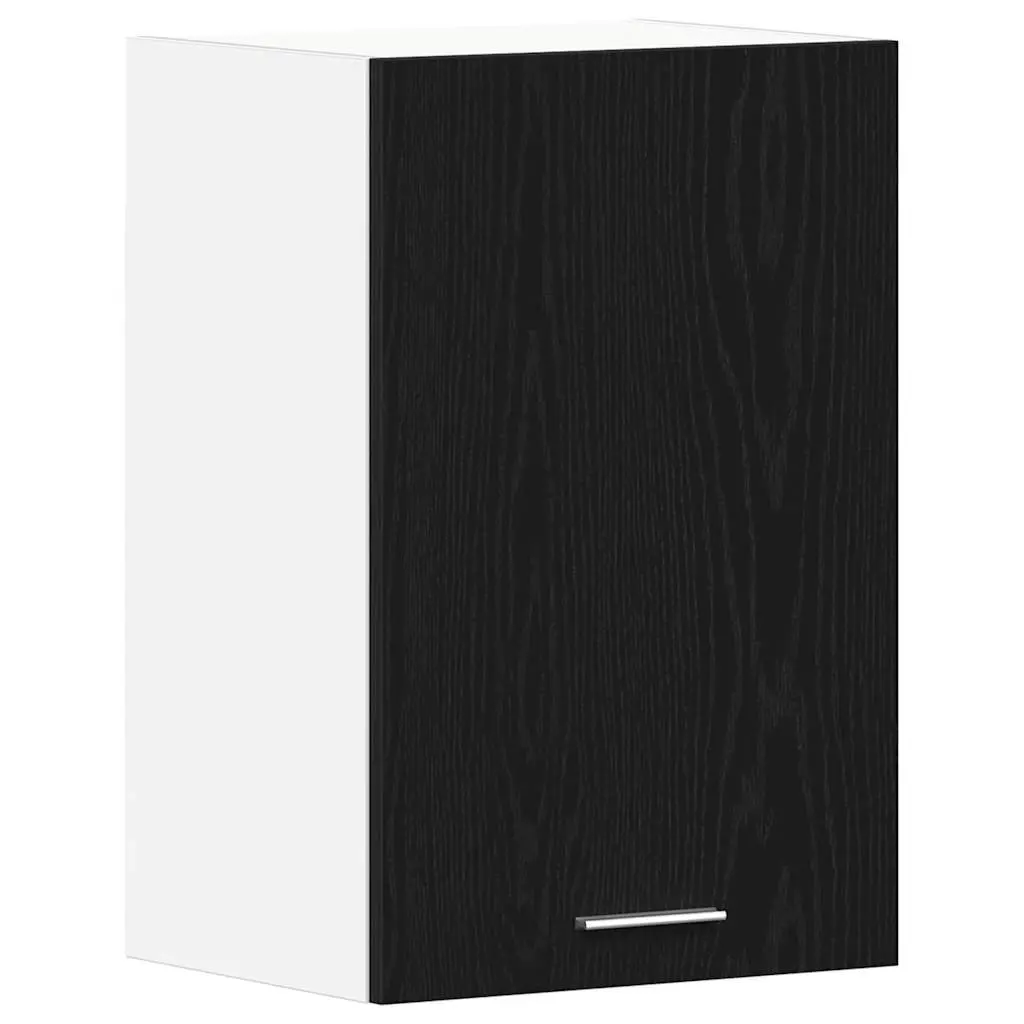 Wall-Mounted Hanging Cabinet Storage Engineered Wood Black Oak 40x31x60cm