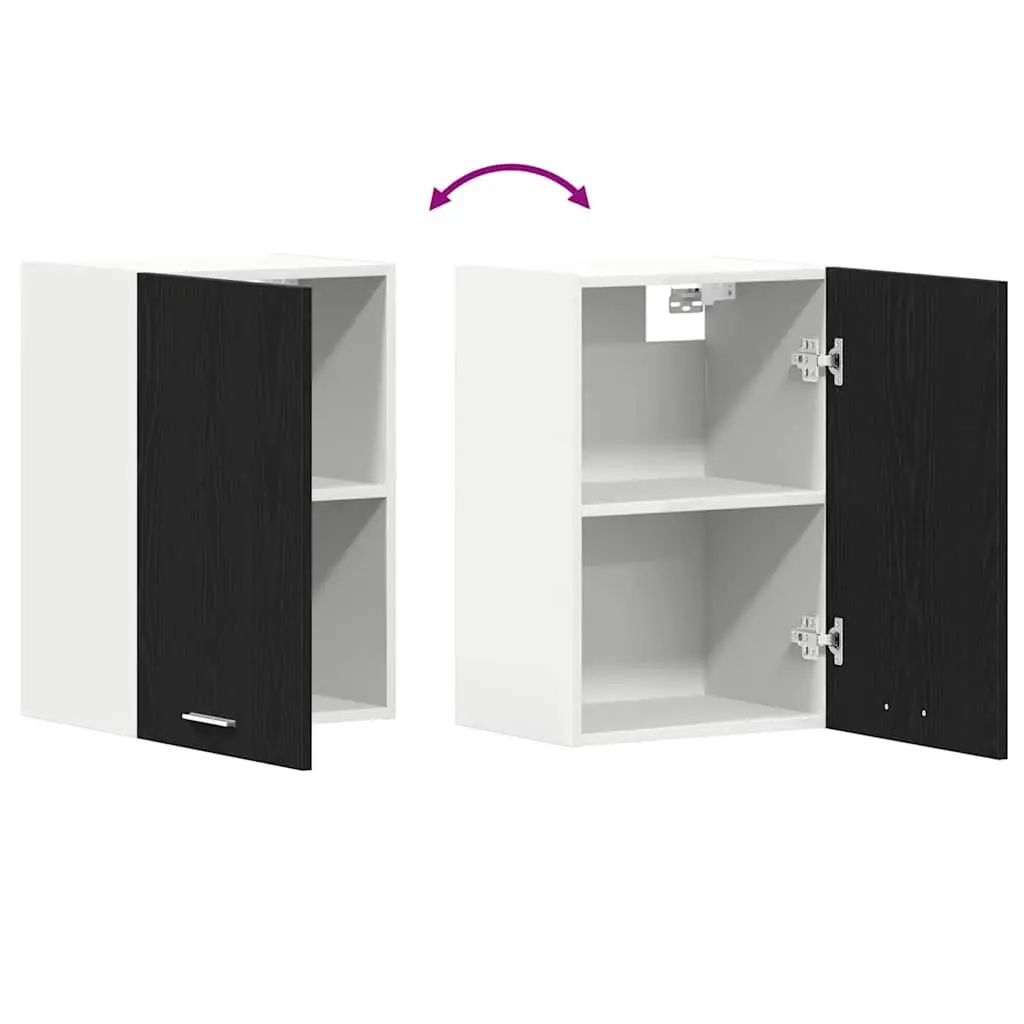 Wall-Mounted Hanging Cabinet Storage Engineered Wood Black Oak 40x31x60cm