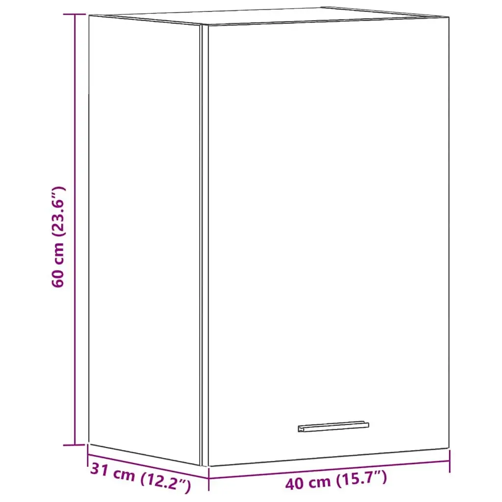 Wall-Mounted Hanging Cabinet Storage Engineered Wood Black Oak 40x31x60cm