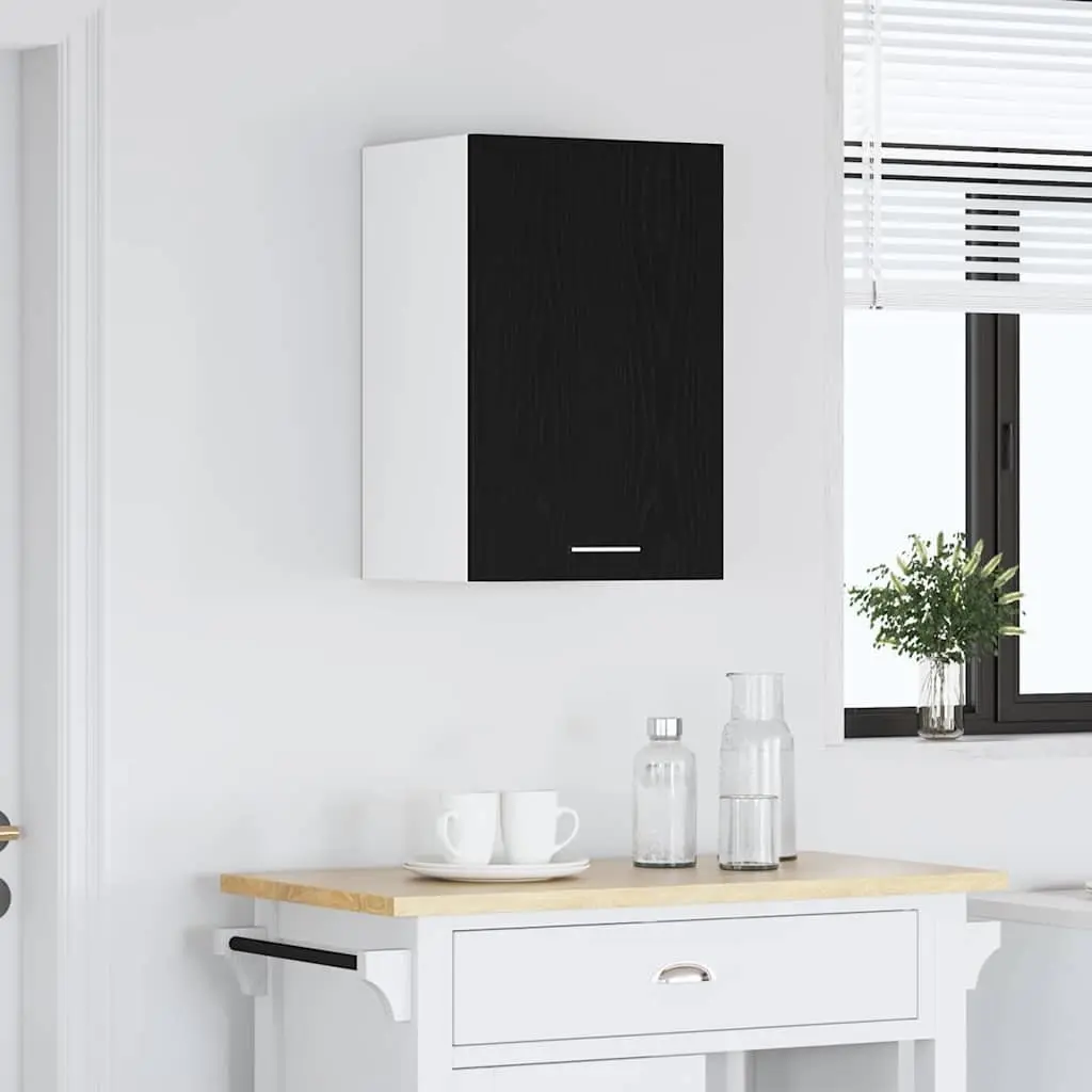 Wall-Mounted Hanging Cabinet Storage Engineered Wood Black Oak 40x31x60cm