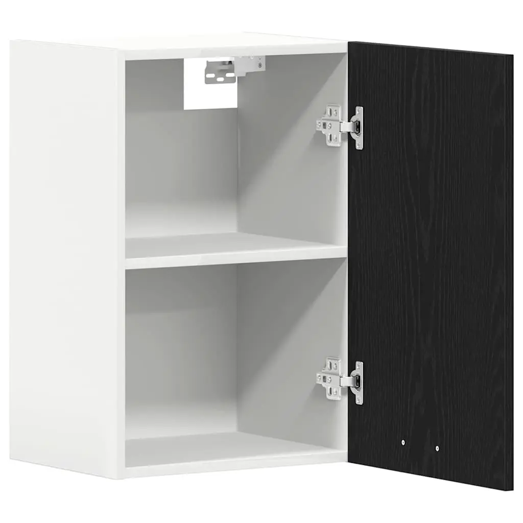 Wall-Mounted Hanging Cabinet Storage Engineered Wood Black Oak 40x31x60cm