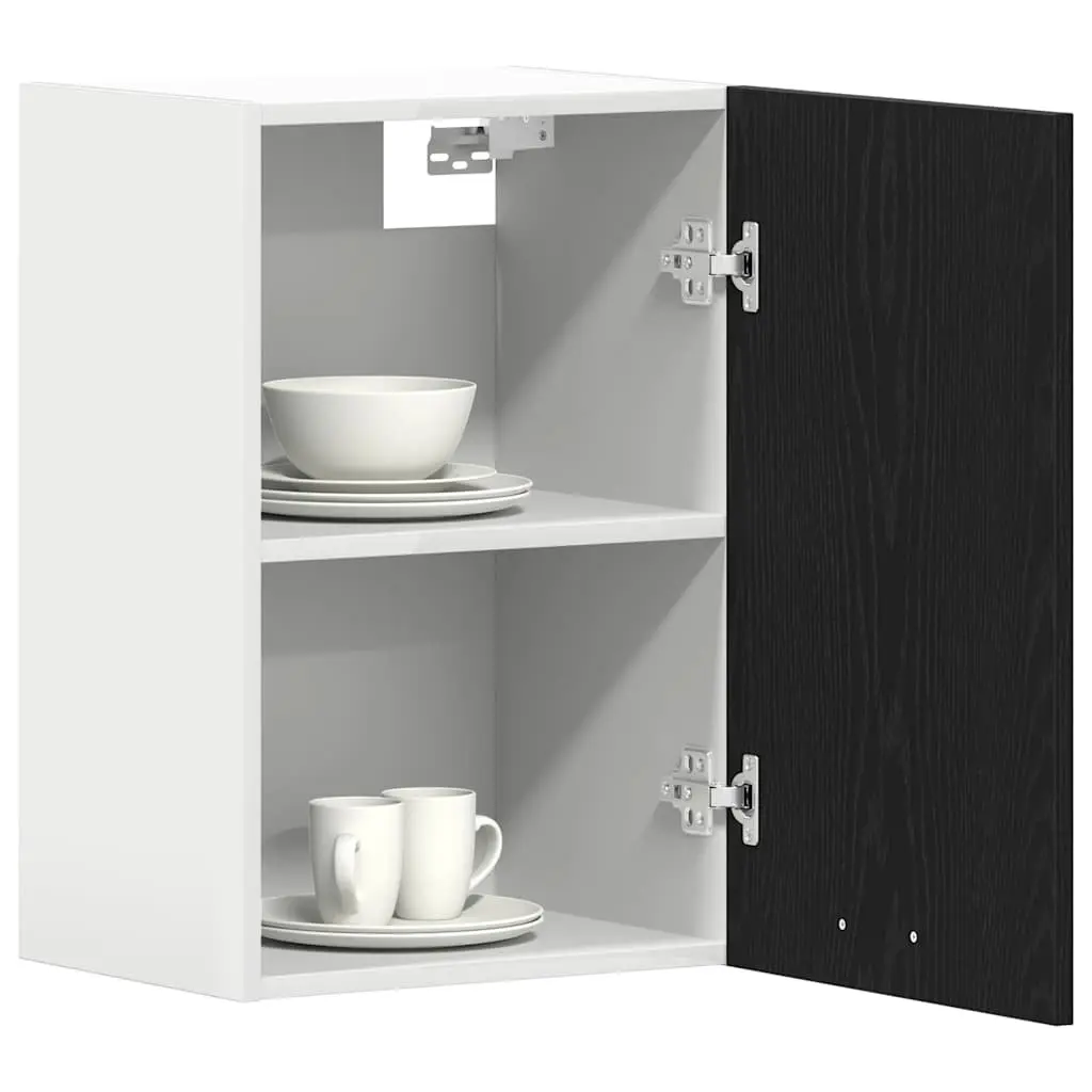 Wall-Mounted Hanging Cabinet Storage Engineered Wood Black Oak 40x31x60cm