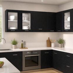 Stylish Black Oak Hanging Cabinet for Kitchen Storage
