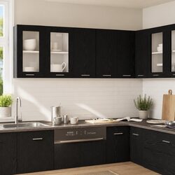 Stylish Black Oak Hanging Kitchen Cabinet 60x31x60cm