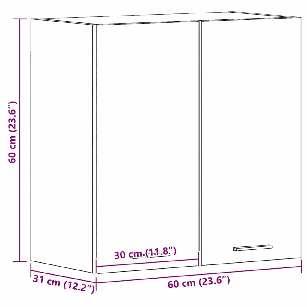 Black Oak Hanging Kitchen Cabinet 60x31x60cm