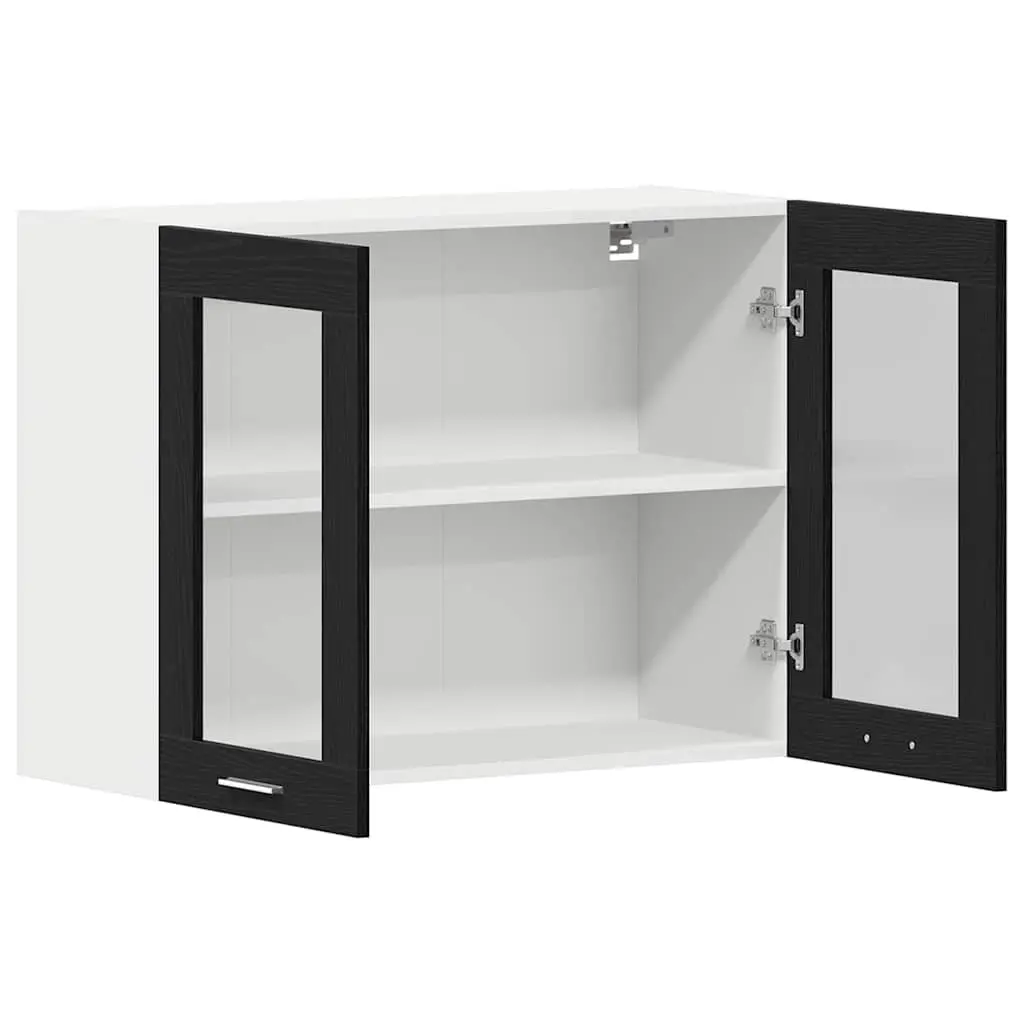 Hanging Kitchen Cabinet Black Oak Modern Storage Engineered Wood 80x31x60cm