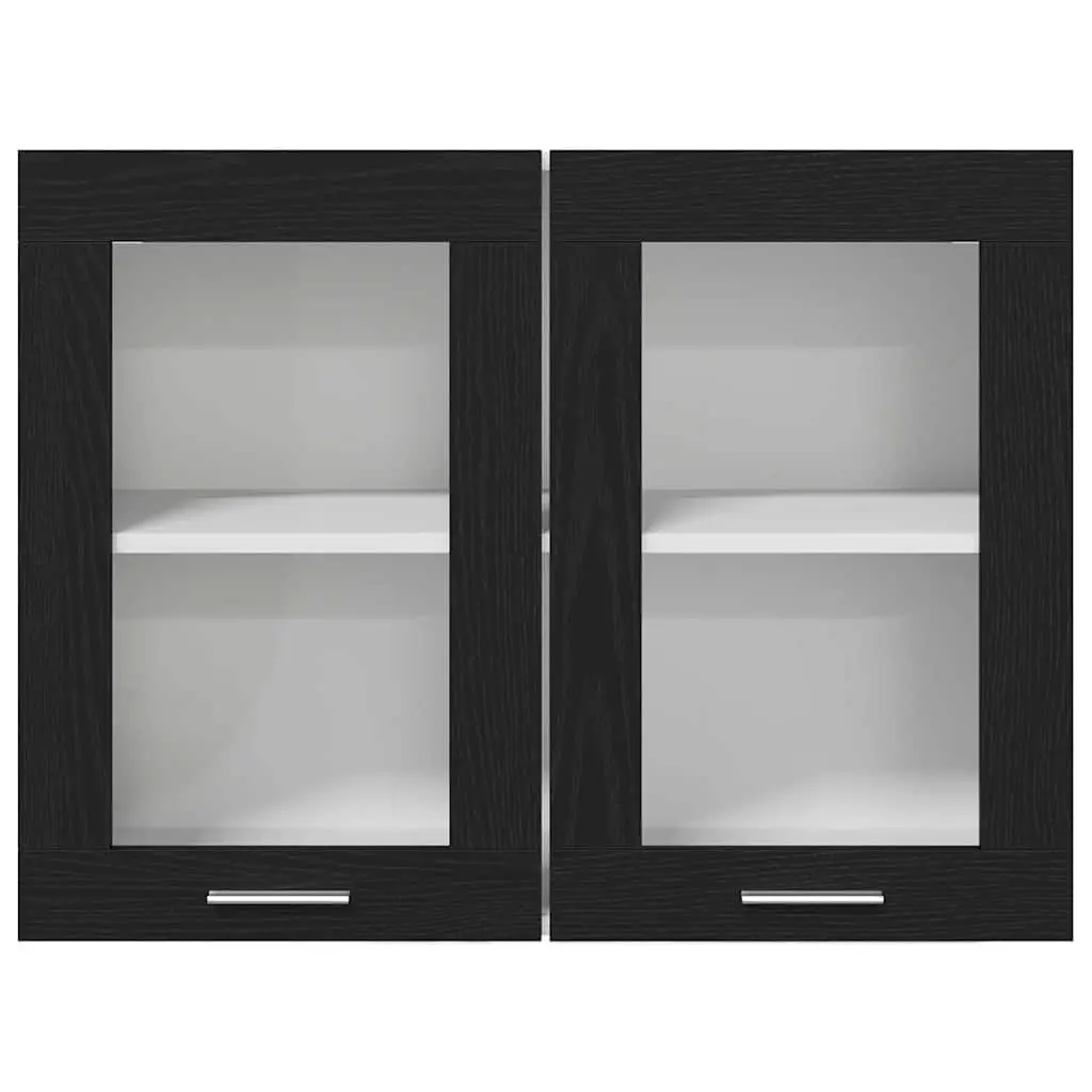 Hanging Kitchen Cabinet Black Oak Modern Storage Engineered Wood 80x31x60cm