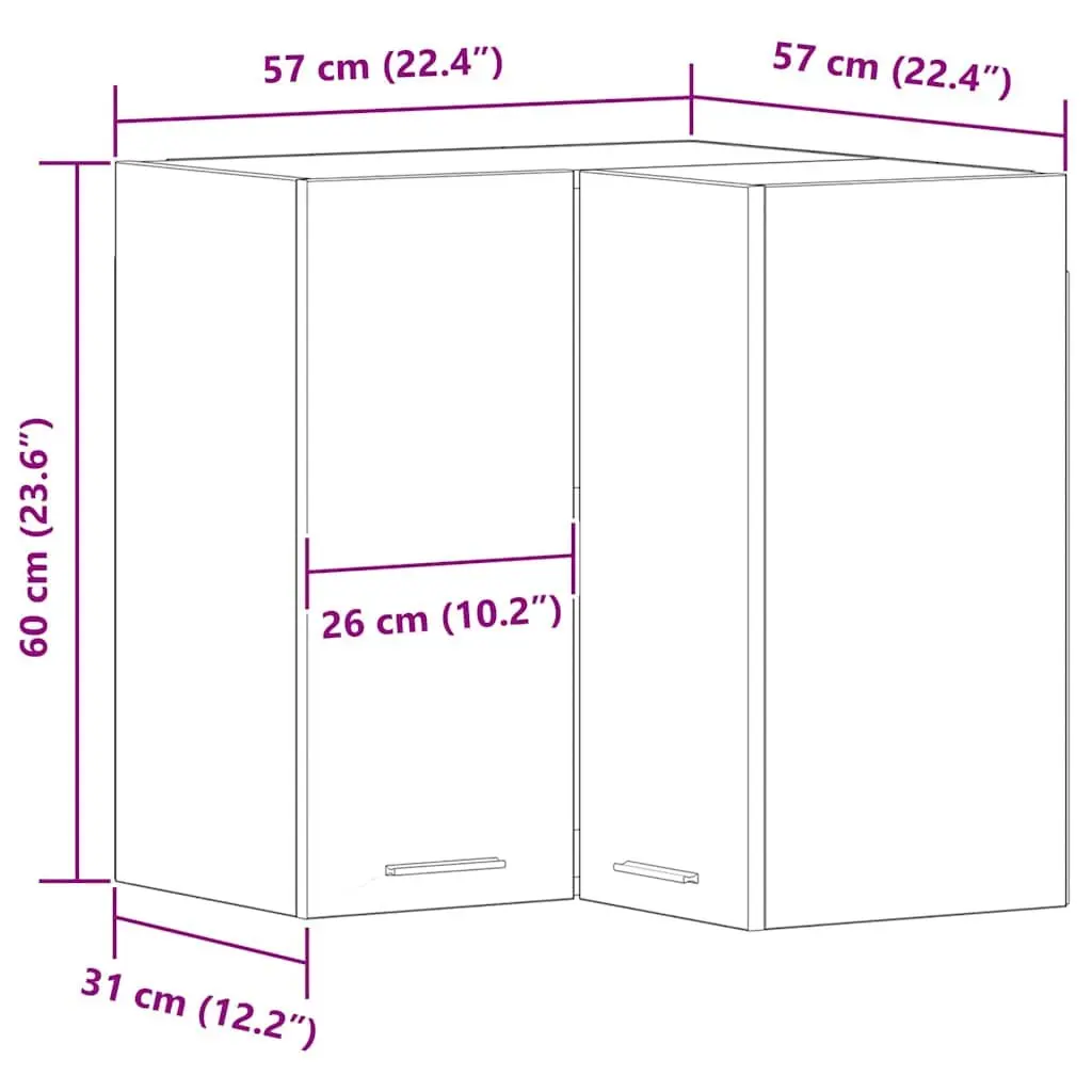Hanging Kitchen Cabinet Black Modern 57 x 57 x 60 cm Engineered Wood