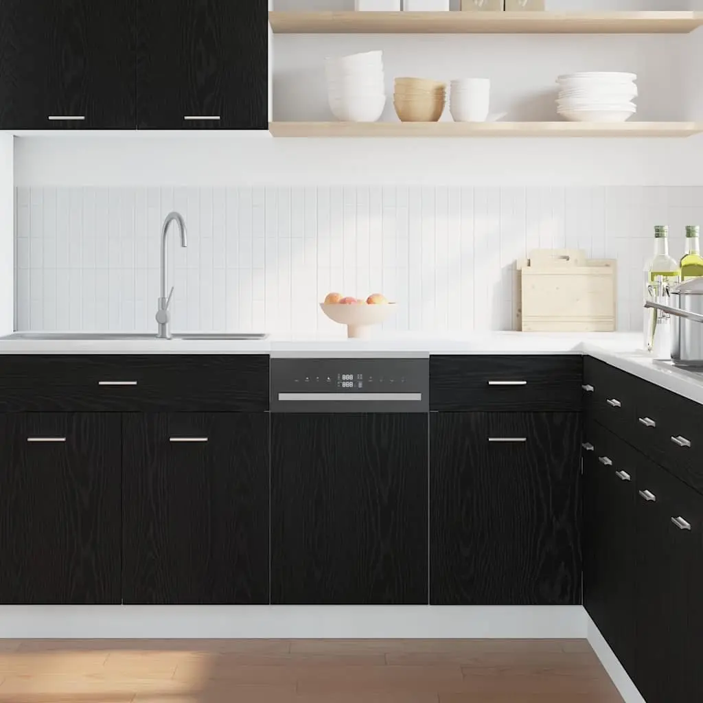 Dishwasher Panel Black Oak 45x1.5x67cm Engineered Wood