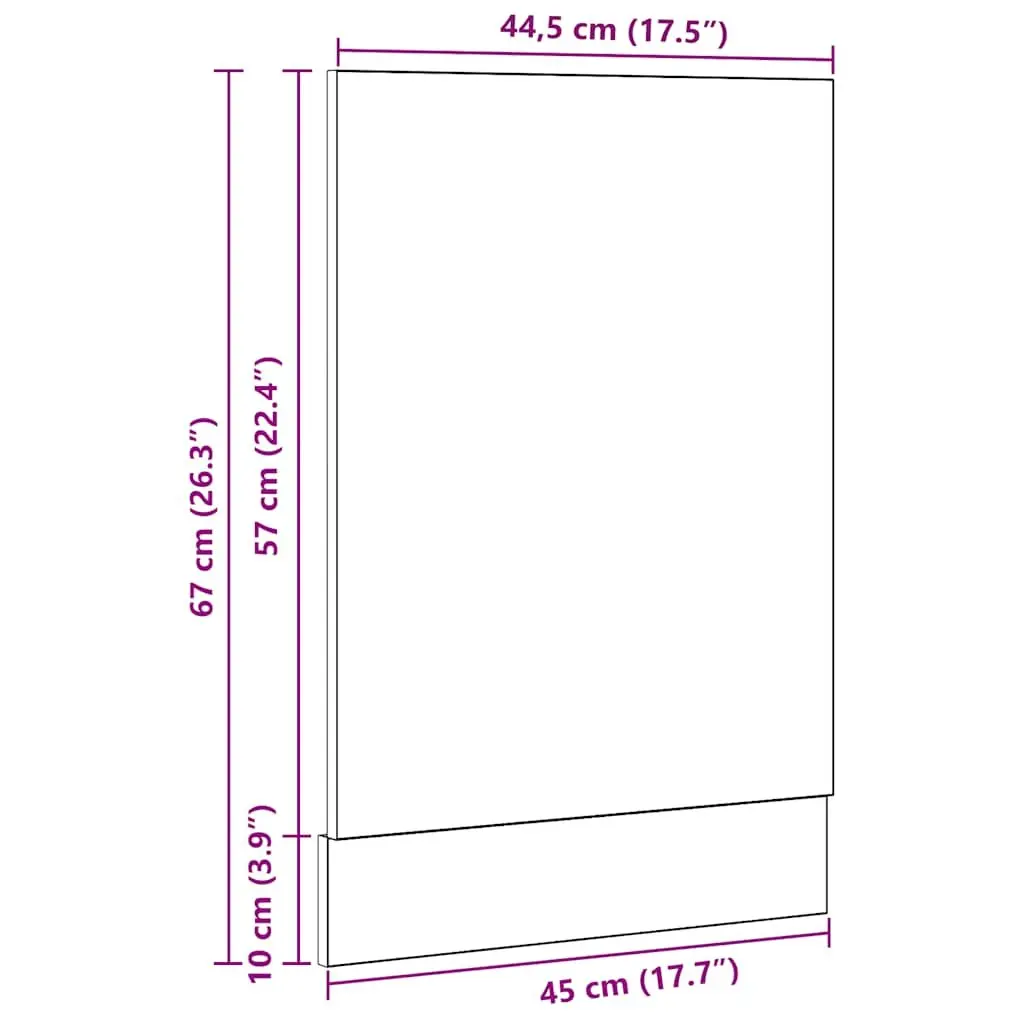 Dishwasher Panel Black Oak 45x1.5x67cm Engineered Wood
