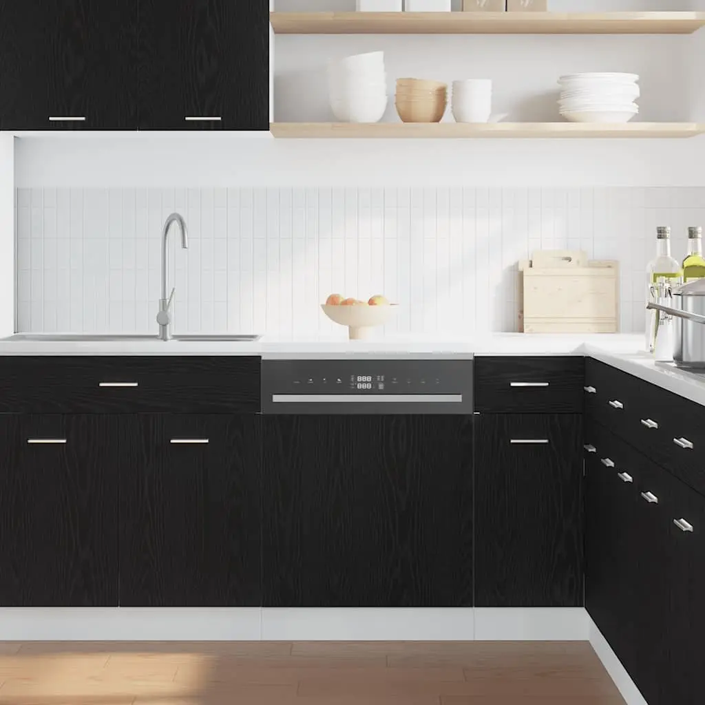 Dishwasher Panel Black Oak 60cm Engineered Wood