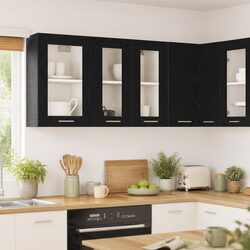Stylish Black Oak Hanging Kitchen Cabinet 60x31x60cm