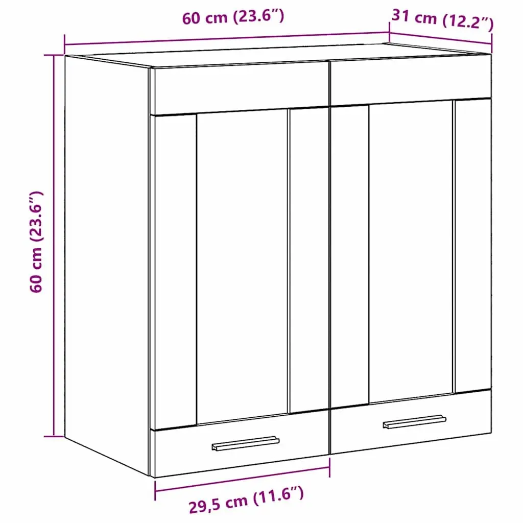 Black Oak Hanging Kitchen Cabinet 60x31x60cm