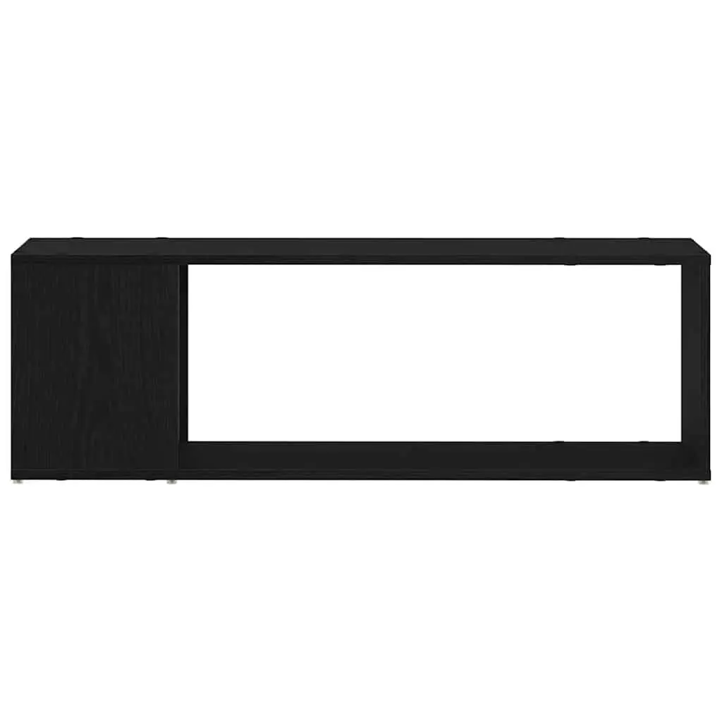 Wall-Mounted TV Cabinet Set Black Contemporary 100cm Engineered Wood Storage Shelves