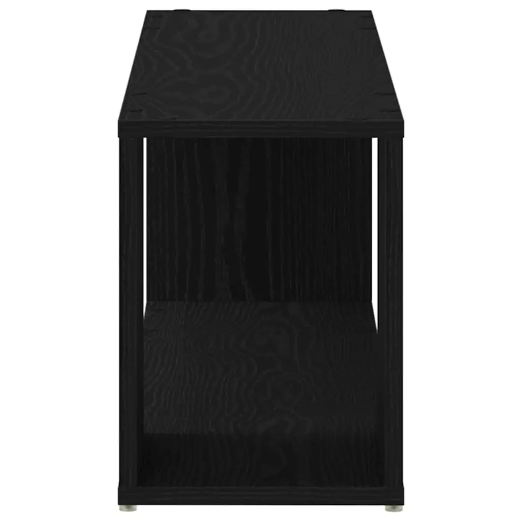 Wall-Mounted TV Cabinet Set Black Contemporary 100cm Engineered Wood Storage Shelves