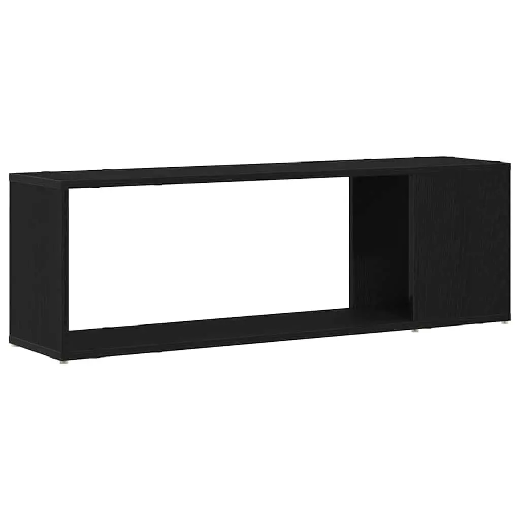 Wall-Mounted TV Cabinet Set Black Contemporary 100cm Engineered Wood Storage Shelves