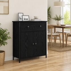 Stylish Black Sideboard with Drawer for Living Spaces