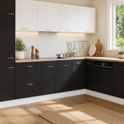 Black Oak Sink Bottom Cabinet for Kitchen Storage