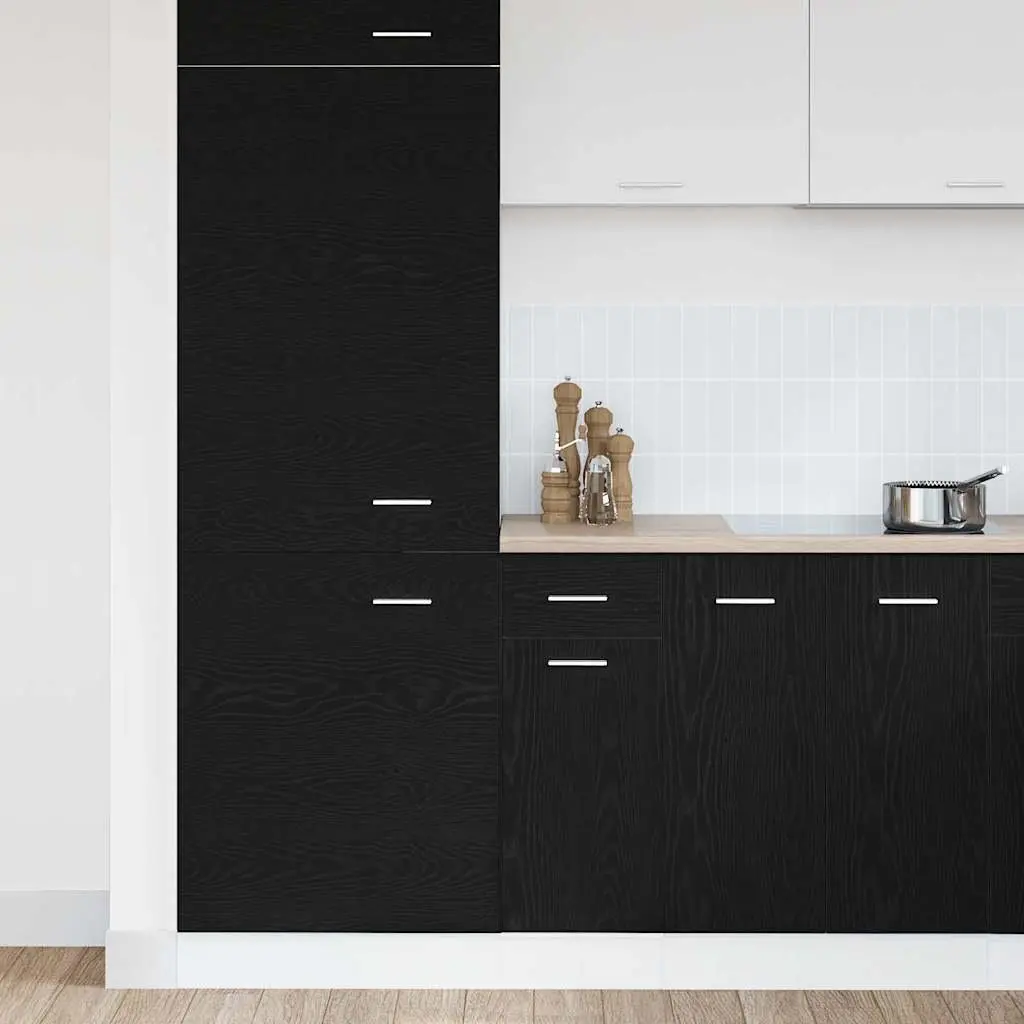Kitchen Cabinet Hanging Storage Black Oak 30 x 46 x 81.5 cm Modern Design